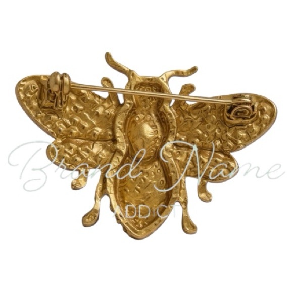 Rose Gold and Multicolor Crystal Rhinestone Bee Brooch - Picture 5 of 5